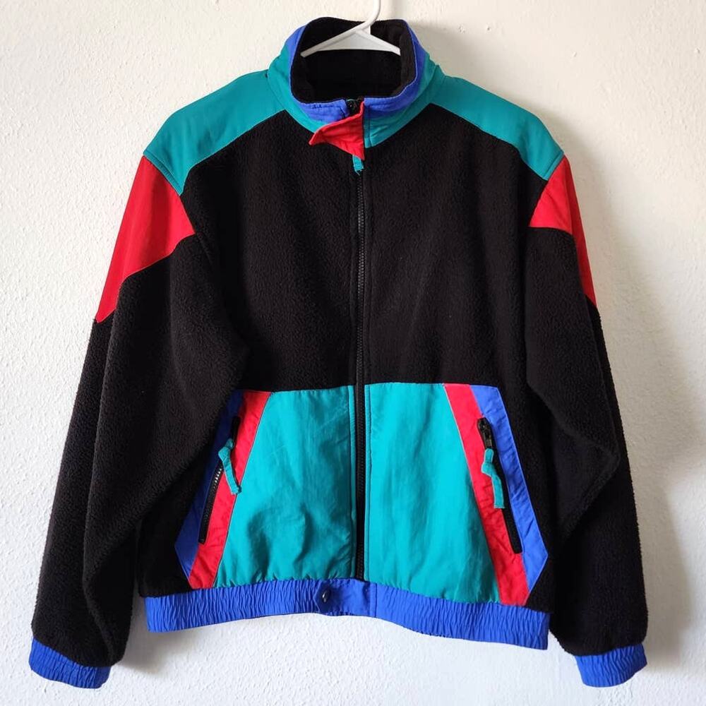 Urban Outfitters Retro Color Block Fleece Jacket Vintage 90s - Picture 2 of 8